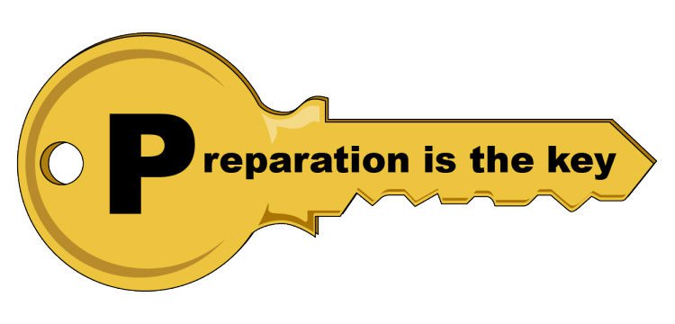 A actual key that says "Preparation Is Key"