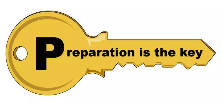A actual key that says "Preparation Is Key"
