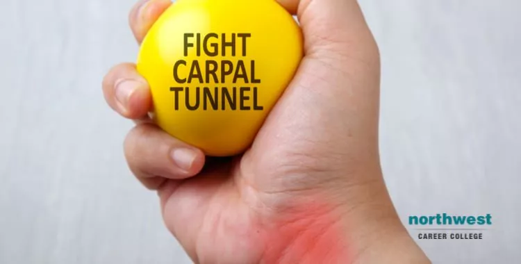 A man squeezing a yellow stress ball