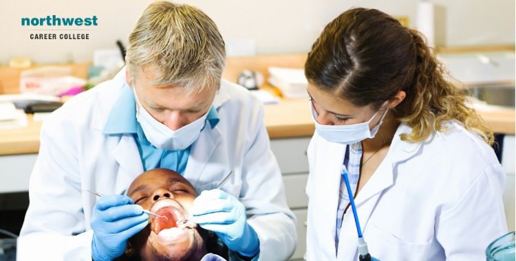 dental assistant working on a patient
