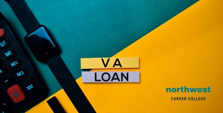 VA loan text on top view color