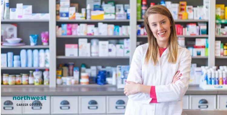 Pharmacy technician working in drugstore