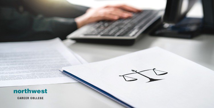 Legal assistant with lawyer working in law firm and company