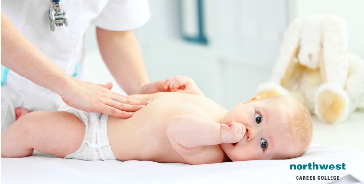 pediatrician examines baby