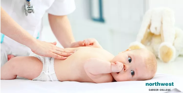 pediatrician examines baby