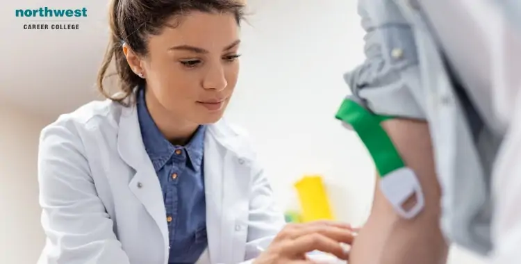 phlebotomist collecting blood