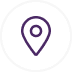 Purple location pin icon inside a circular outline, representing a geographic point or destination.