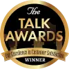 The Talk Awards Badge, featuring a gold and black design, highlights excellence in customer satisfaction.