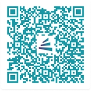 A turquoise QR code with a stylized icon in the center, set against a white background.