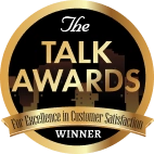 Logo for The Talk Awards, recognizing excellence in customer satisfaction, marked as Winner.