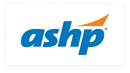 Logo of ASHP in blue text with an orange accent, set against a white background.