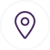 Icon of a location pin within a circular outline, designed in a simple and modern style.