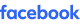 Facebook logo in blue on a grey background.