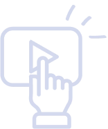 An outline of a hand pointing at a rectangular screen with lines indicating interaction.